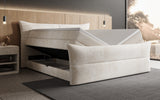 Boxspringbett Elea Cord in Beige (Poso 038) – Stauraum geöffnet