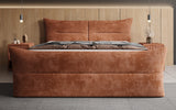Boxspringbett Elea Cord in Terrakotta (Poso 039) – Milieu frontal