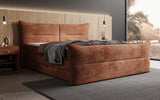 Boxspringbett Elea Cord in Terrakotta (Poso 039) – Milieu seitlich