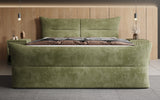 Boxspringbett Elea Cord in Olive (Poso 046) – Milieu frontal