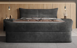 Boxspringbett Elea Cord in Schwarz (Poso 135) – Milieu frontal