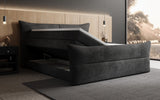 Boxspringbett Elea Cord in Schwarz (Poso 135) – Stauraum geöffnet seitlich