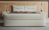 Boxspringbett Elea Leinen-Optik in Salbei (Beverly 15) – Milieu frontal