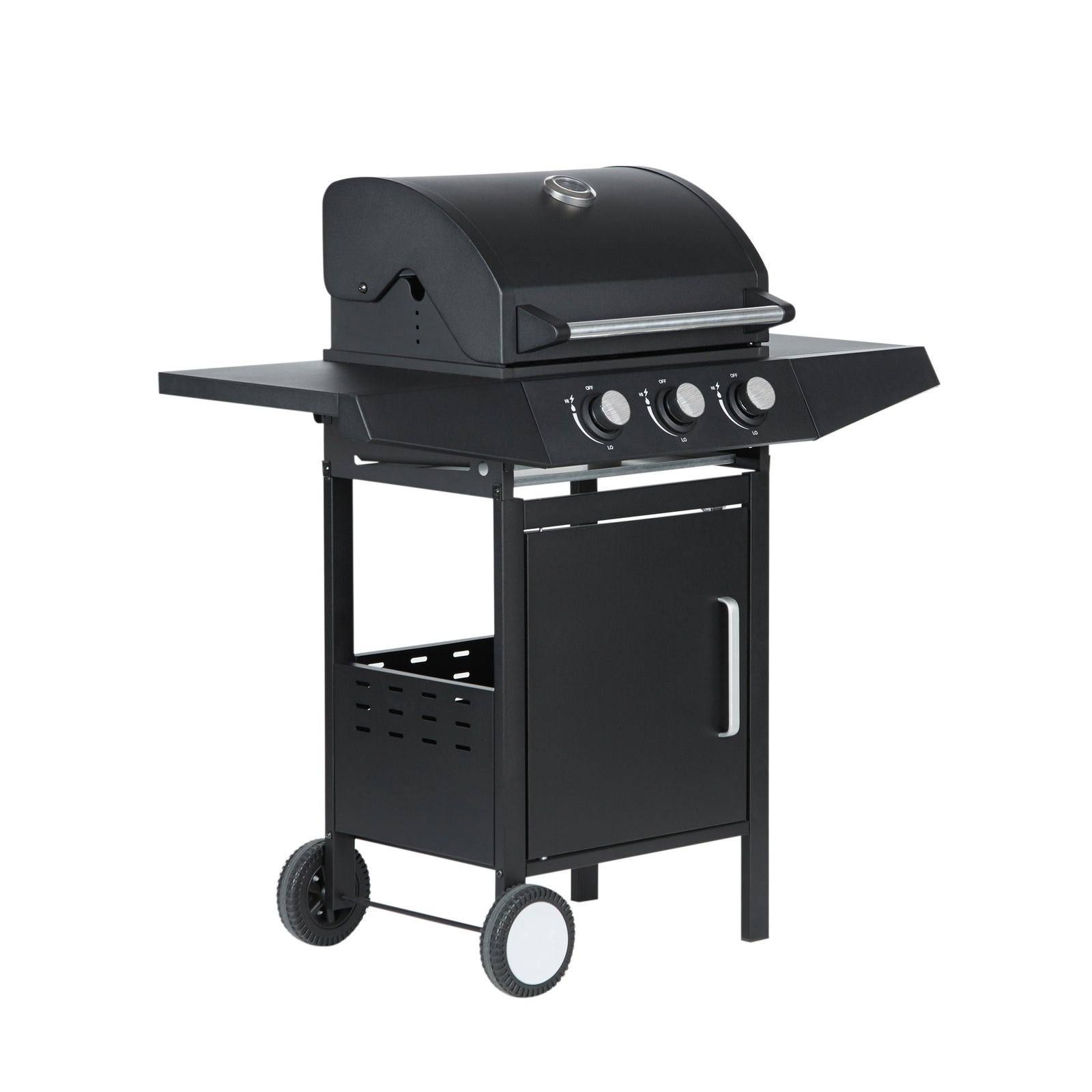 Gasgrill BarbecuePro XL – 3-Brenner Grillwagen mit Warmhalterost