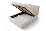 Designer Polsterbett Fano in Samt mit Stauraum – Beige
