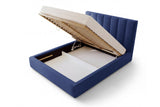 Designer Polsterbett Fano in Samt mit Stauraum – Blau