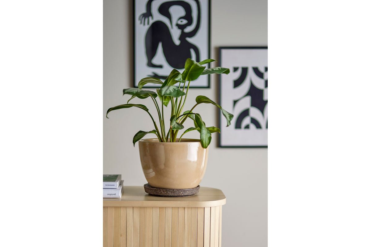 Blummepott Lunna – Natierlech Glasur a Brong mat Ënnertass