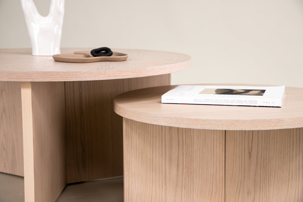 Couchtisch Allan Set - 2 Dëscher mat Holzoptiq