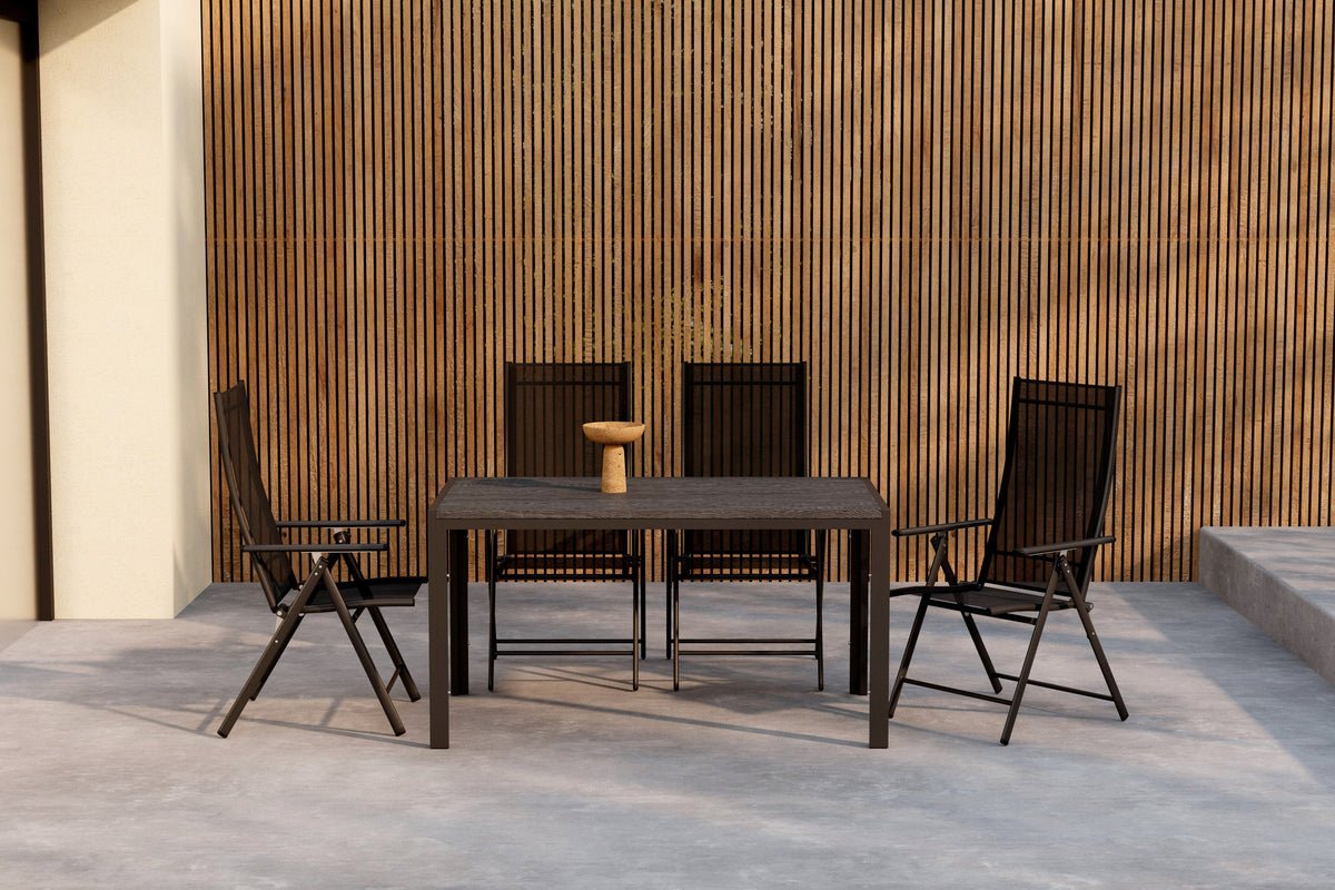 Gartesessiounsgrupp Lorette – 5-deelent Gartemöbel-Set a Schwaarz oder Béis