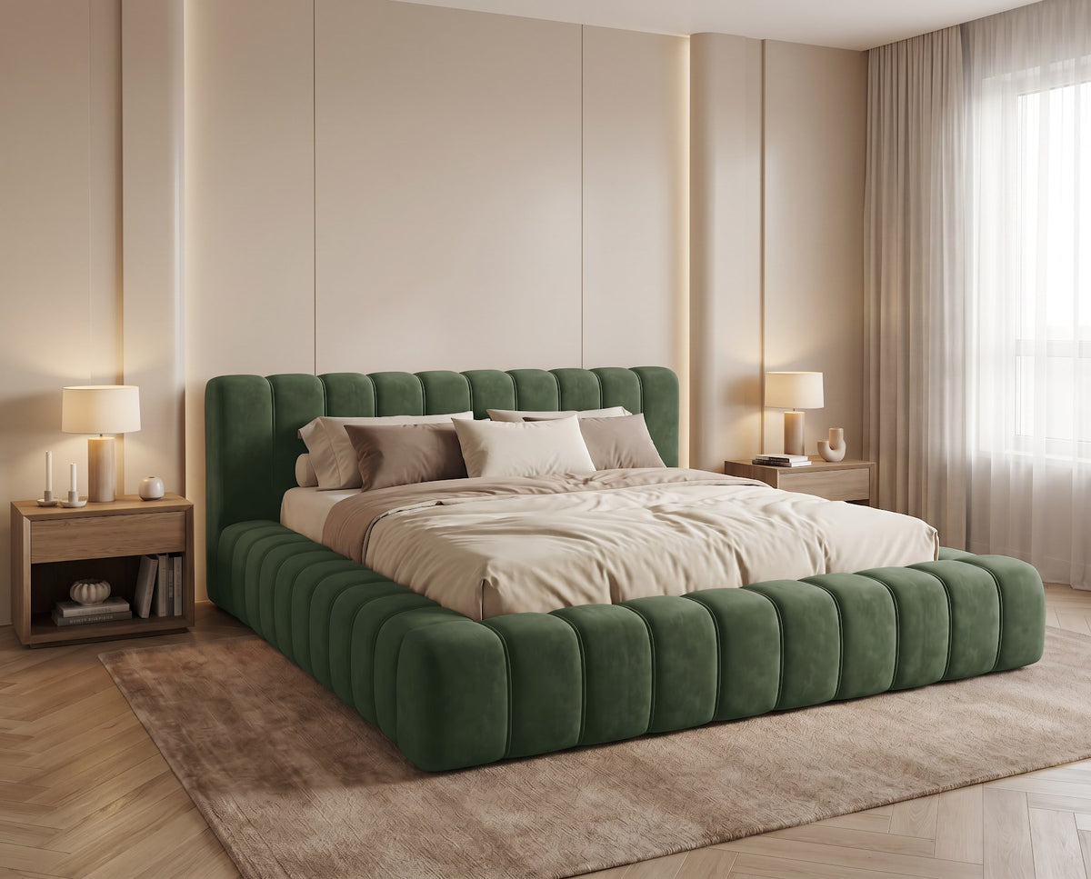 Designer Polsterbett Ivo in Samt – Grün