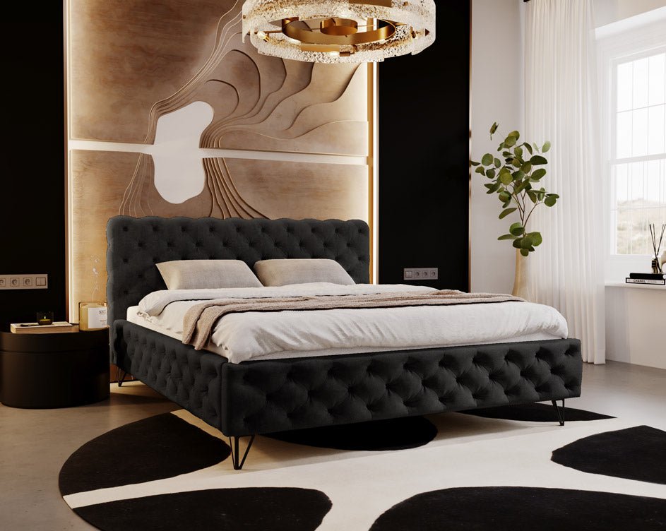 Designer Polsterbett Sienna aus Samt ouni Stauraum