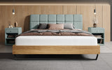 Boxspringbett Levio Leinen-Optik in Vintage Blau (Beverly 16) – Milieu frontal