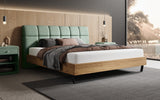 Boxspringbett Levio Leinen-Optik in Grün (Beverly 17) – Milieu seitlich