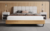Boxspringbett Levio Leinen-Optik in Weiß (Beverly 21) – Milieu frontal