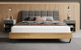 Boxspringbett Levio Strukturstoff in Grau (Raven 13) – Milieu frontal