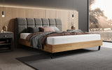 Boxspringbett Levio Strukturstoff in Grau (Raven 13) – Milieu seitlich
