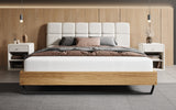 Boxspringbett Levio Strukturstoff in Weiß (Raven 21) – Milieu frontal