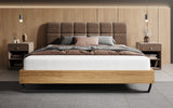 Boxspringbett Levio Strukturstoff in Braun (Raven 45) – Milieu frontal