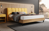 Boxspringbett Levio Strukturstoff in Safran (Raven 66) – Milieu seitlich