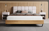 Boxspringbett Levio Strukturstoff in Taupe (Raven 91) – Milieu frontal