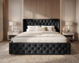Designer Polsterbett Marlo in Samt – Schwarz