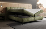 Boxspringbett Milla Cord in Olive (Poso 046) – Stauraum geöffnet