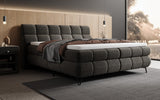 Boxspringbett Milla Strukturstoff in Schwarz (Raven 18) – Milieu seitlich