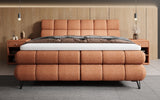 Boxspringbett Milla Strukturstoff in Terrakotta (Raven 44) – Milieu frontal