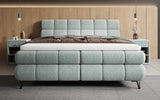 Boxspringbett Milla Strukturstoff in Vintage Blau (Raven 80) – Milieu frontal