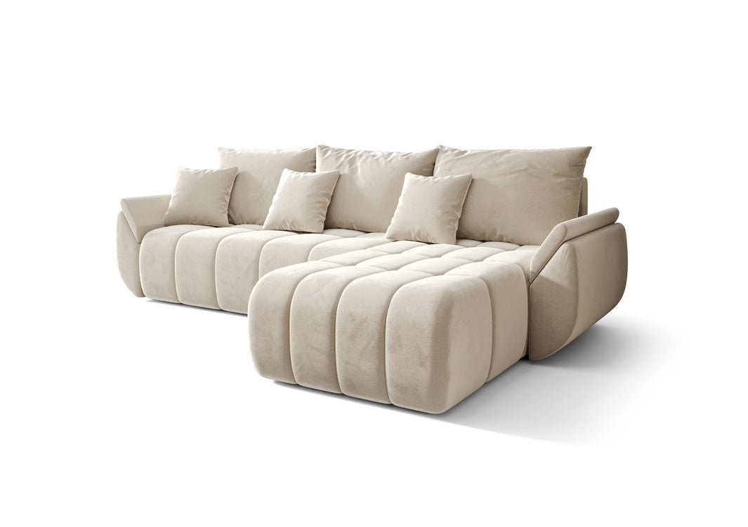 Designer Sofa Lenoa L mat Schloof- an Zouschloffunktioun a Samt
