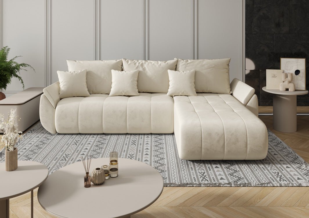 Designer Sofa Lenoa L mat Schloof- an Zouschloffunktioun a Samt