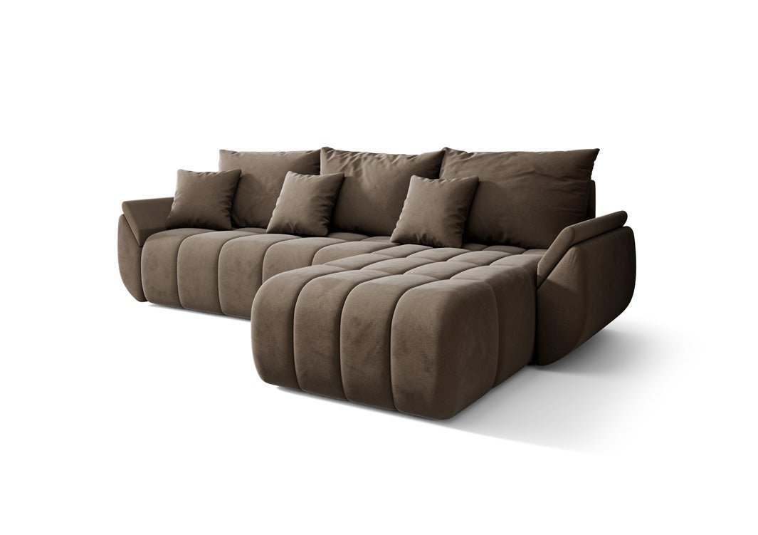 Designer Sofa Lenoa L mat Schloof- an Zouschloffunktioun a Samt
