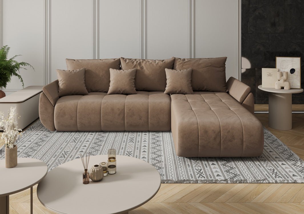 Designer Sofa Lenoa L mat Schloof- an Zouschloffunktioun a Samt