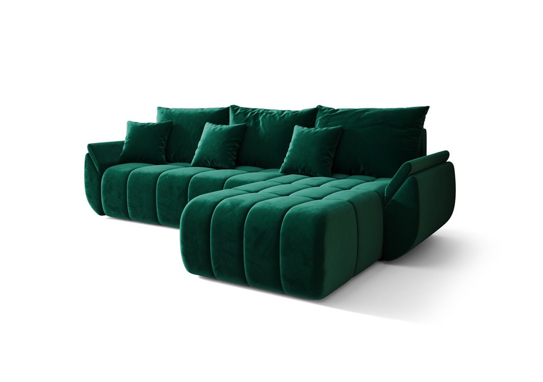 Designer Sofa Lenoa L mat Schloof- an Zouschloffunktioun a Samt