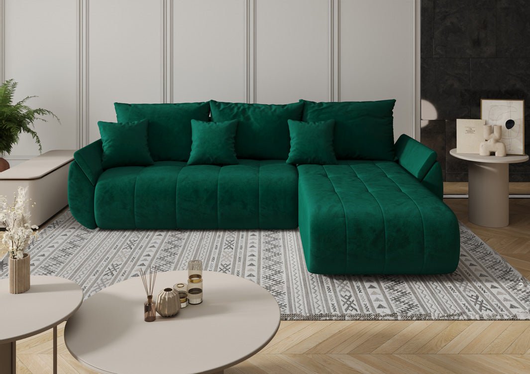 Designer Sofa Lenoa L mat Schloof- an Zouschloffunktioun a Samt