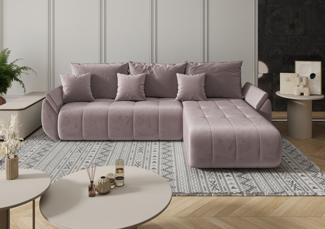 Designer Sofa Lenoa L mat Schloof- an Zouschloffunktioun a Samt