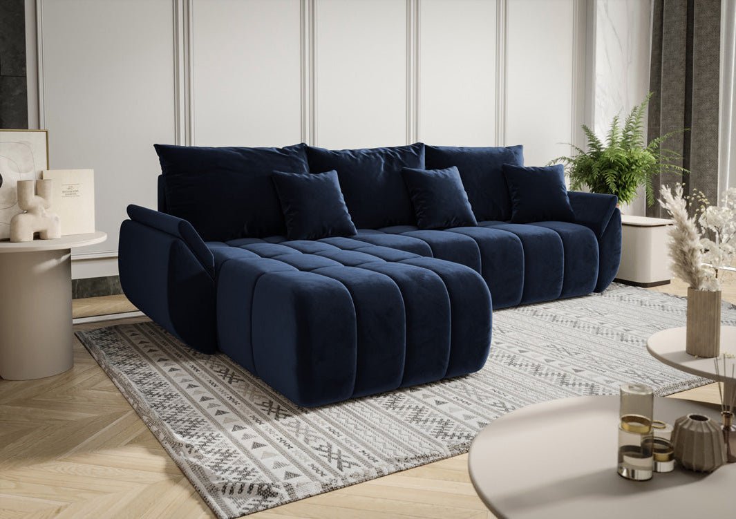 Designer Sofa Lenoa L mat Schloof- an Zouschloffunktioun a Samt