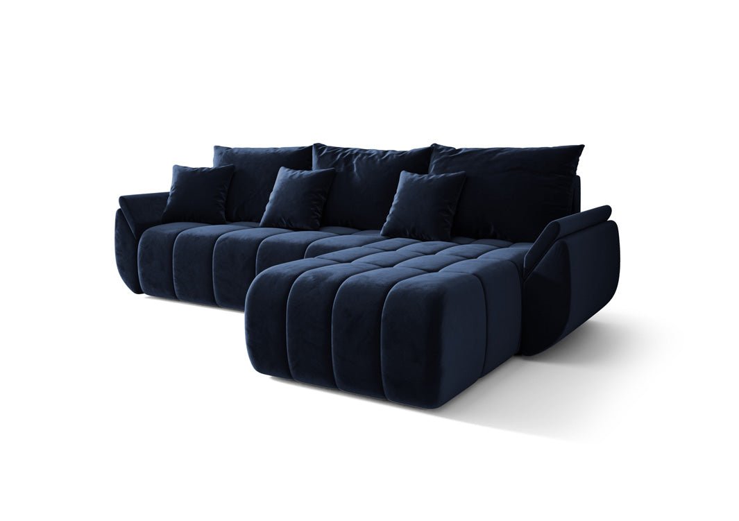 Designer Sofa Lenoa L mat Schloof- an Zouschloffunktioun a Samt