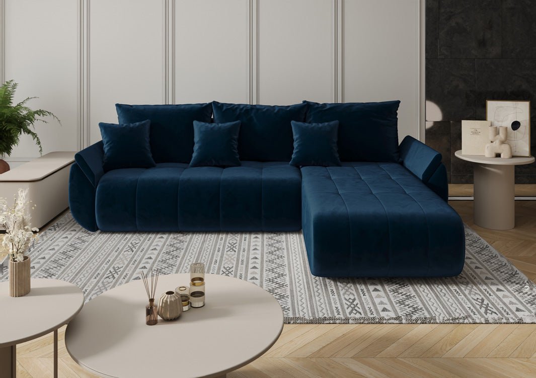 Designer Sofa Lenoa L mat Schloof- an Zouschloffunktioun a Samt