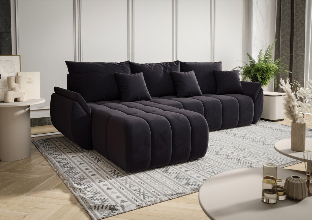 Designer Sofa Lenoa L mat Schloof- an Zouschloffunktioun a Samt