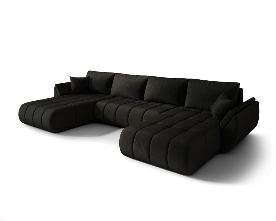 Designer Sofa Lenoa U mat Schloof- an Zouschloof-Funktioun a Samt