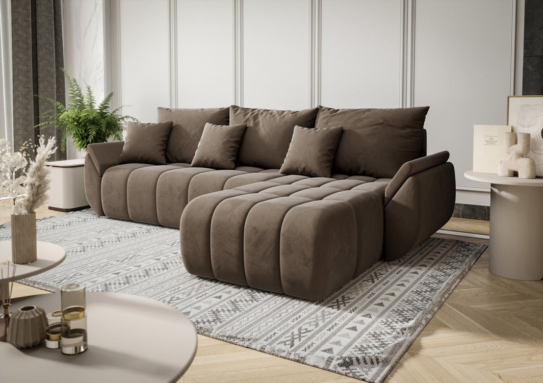 Designer Sofa Lenoa L mat Schloof- an Zouschloffunktioun a Samt