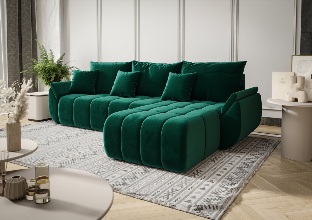 Designer Sofa Lenoa L mat Schloof- an Zouschloffunktioun a Samt