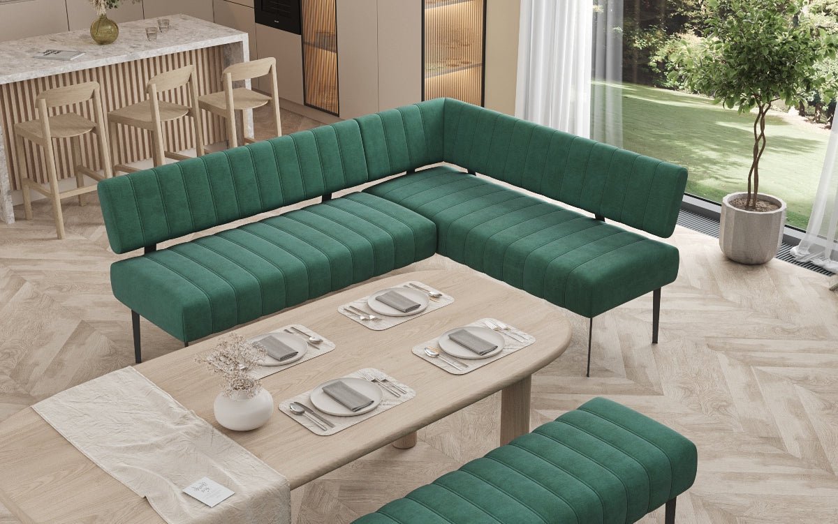 Essbank-Set Montero aus wasserabweisendem Samt mit Metallbeinen