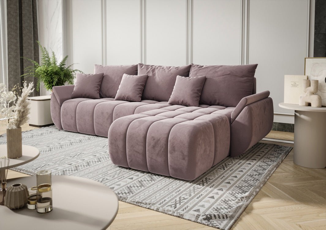 Designer Sofa Lenoa L mat Schloof- an Zouschloffunktioun a Samt