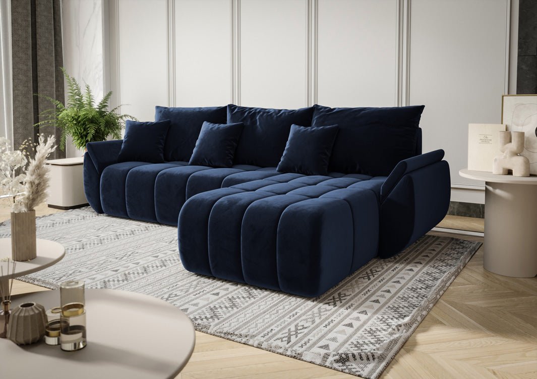 Designer Sofa Lenoa L mat Schloof- an Zouschloffunktioun a Samt