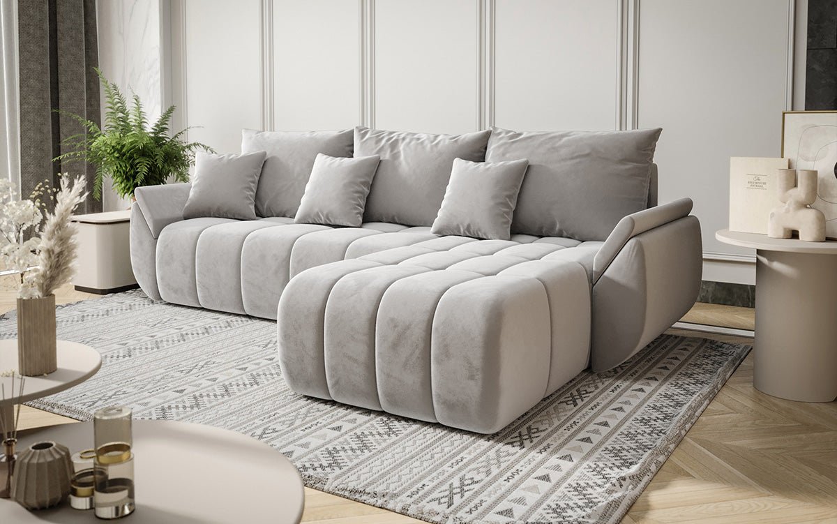 Designer Sofa Lenoa L mat Schloof- an Zouschloffunktioun a Samt