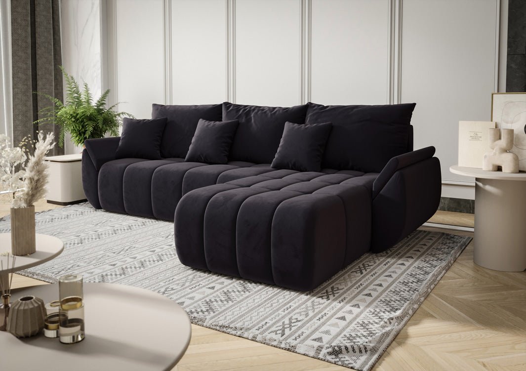 Designer Sofa Lenoa L mat Schloof- an Zouschloffunktioun a Samt