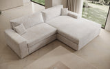Designer Ecksofa Lugo in Cord – Beige – Rechts