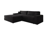 Designer Ecksofa Lugo in Cord – Schwarz – Links